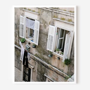 Laundry Room Decor, Laundry Print, Dubrovnik Croatia, Dubrovnik Art, Croatia Photography, Gray and White Art, Clothesline Photo image 1