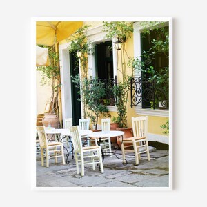 Athens Greece Print, Yellow Kitchen Art, Greek Restaurant Picture, Cafe Photography, Athens Photo, Greece Photography, Mediterranean Decor