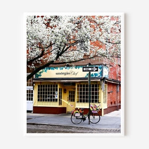 West Village Photography, NYC Restaurant Print, New York City Print, Bicycle Picture,  Manhattan Photograph, Cafe Wall Art, Smorgas Chef