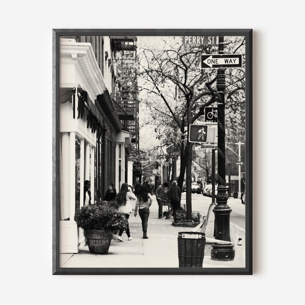 West Village Art, Perry Street NYC, New York City Photo, Black and White Print, City Street Picture, Urban Photography, Greenwich Village