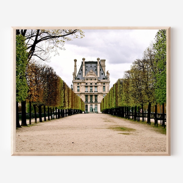 Jardin des Tuileries Print, Paris Photography, French Garden Wall Art, Green Art, Louvre Print, Parisian Architecture Picture, Tree Print