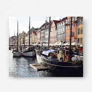 Copenhagen Wall Art, Nyhavn Print, Denmark Photography, Nautical Danish Picture, Boats and Canal Photograph, Scandinavian Wall Art image 3