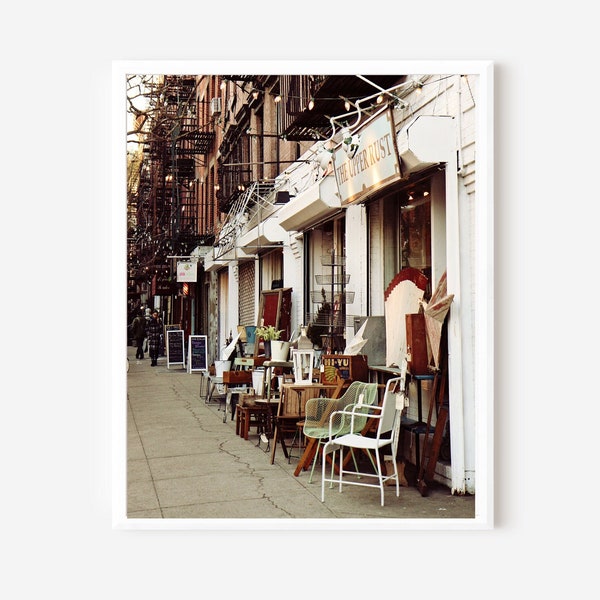 East Village NYC Print, New York City Photography, Upper Rust Print, Neutral Brown Wall Art, Urban Decor, Shopping in New York Photograph