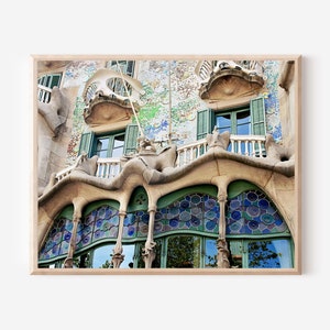 Barcelona Spain Print, Casa Batllo Photograph, Spain Photography, Gaudi Architecture Picture,  Large Wall Art, Spanish Mediterranean Decor