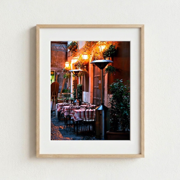 Rome Trattoria Print, Italian Restaurant Photography, Candlelight Dining
