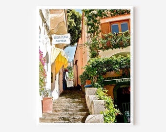 Positano Print, Italy Photography, Positano Street Photo, Amalfi Coast Wall Art, Italian Decor, Mediterranean Travel Photography, Italy Art