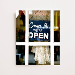 Open Sign Print, Magnolia Bakery Photo, NYC Photography Print, Navy Blue and White Print, Shop Decor, Welcome Photo, Frame and Mat Option image 3