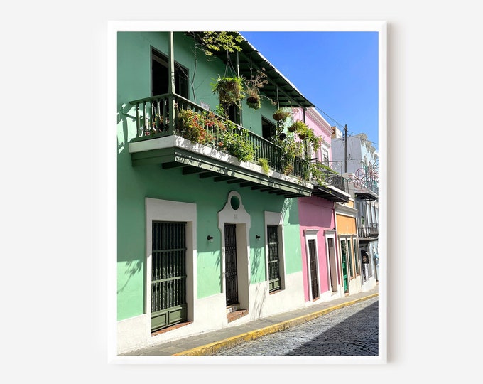 Old San Juan Puerto Rico, San Juan Art, Puerto Rico Photography, Colorful Building Print, Travel Gallery Wall Art, San Juan Street Photo