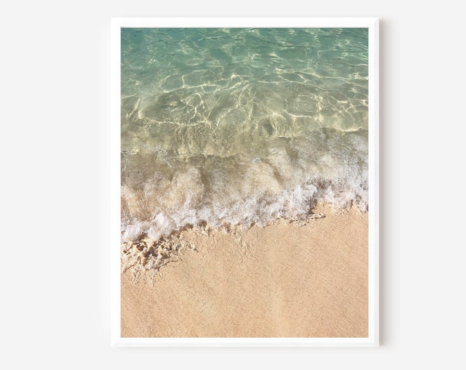 Beach Photography, Spa Bathroom Decor, Grand Turk Photo, Turks and Caicos Print, Wave Art, Coastal Wall Art, Pink Sand Picture, Sea Print