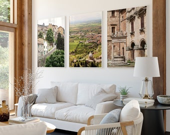 Tuscany Italy Three Print Set, Montepulciano Wall Art, 3 Borderless Unframed Vertical Photographs, Tuscan Landscapes, Italian Photography