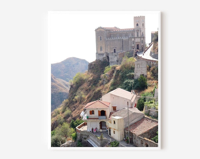 Sicily Italy Photography, Church of San Nicolo Print, Savoca Photo, Godfather Movie Picture, Sicilian Landscape, Sicily Picture, Travel Art