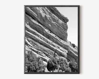 Red Rocks Photo Print, Colorado Photography, Black and White Red Rocks Print, Amphitheatre Photo, Colorado Landscape, Gift for Concert Fan