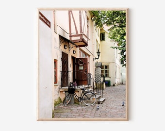 Estonia Print, Tallinn Photography, Bicycle Picture, Estonian Wall Art, Brown Door Photo, Baltic Travel Wall Art, Urban Landscape