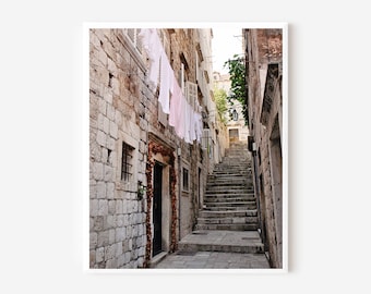 Laundry Room Wall Art, Dubrovnik Croatia Photography Print, Old Town Photo, Rustic Mediterranean Wall Art, Framed Travel Picture