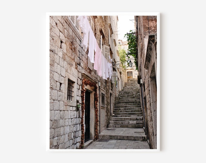 Laundry Room Wall Art, Dubrovnik Croatia Photography Print, Old Town Photo, Rustic Mediterranean Wall Art, Framed Travel Picture