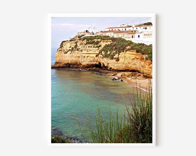 Algarve Print, Portugal Photography, Portugal Beach Print, Teal Wall Art, Portuguese Landscape, Modern Coastal Decor, Seascape Photograph