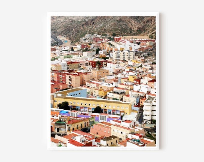Almeria Spain Photography Print, Colorful Spanish Architecture Photograph, Large Travel Photo, Mediterranean Wall Art, Frame and Matt Option