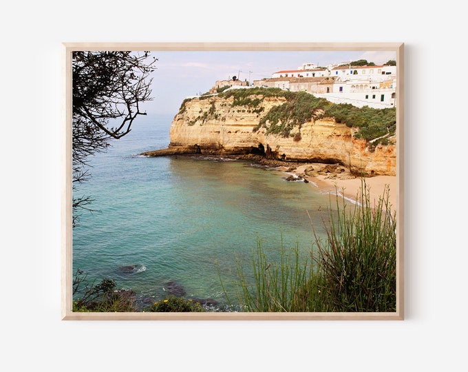Algarve Print, Portugal Photography, Coastal Decor, Portuguese Beach Photo, Portugal Wall Art, Sea Picture, Mediterranean Seascape, Teal Art