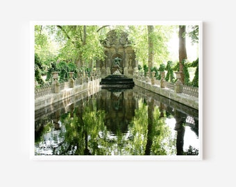Medici Fountain Print, Paris Photography, French Garden Art, Luxembourg Gardens, Paris Wall Art, Parisian Decor, Emerald Green Photograph