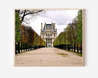 Jardin des Tuileries Print, Paris Photography, French Garden Wall Art, Green Art, Louvre Print, Parisian Architecture Picture, Tree Print