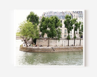 Paris Wall Art, Seine River Photograph, Paris Tree Print, Green Paris Photo, French Wall Art, Romantic Parisian Landscape, Framed Paris Art