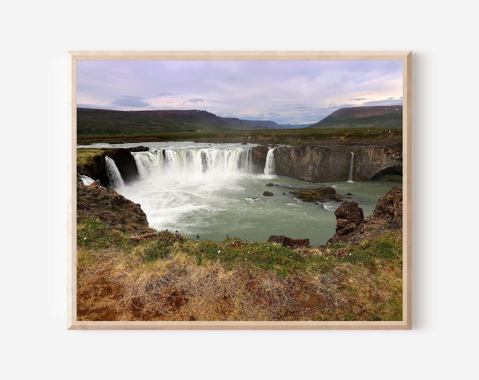 Iceland Photography, Godafoss Waterfall Print, Icelandic Landscape, Waterfall Photograph, Nature Photography, Iceland Travel Gift