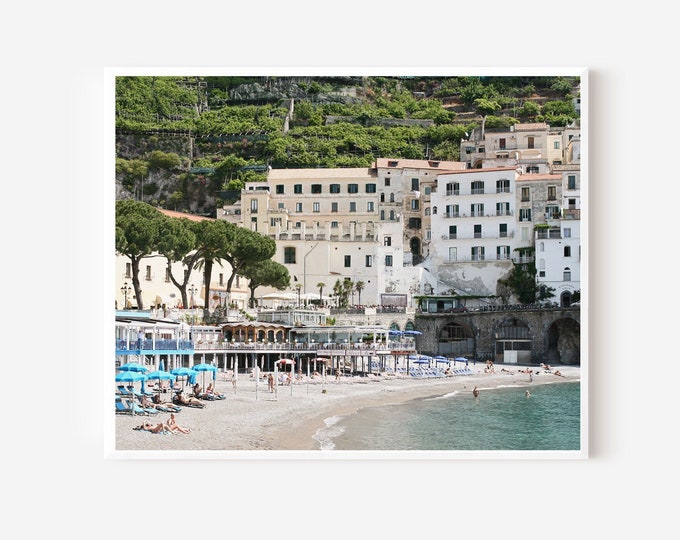 Amalfi Coast Print, Amalfi Italy, Beach Photography, Italian Coastal Wall Art, Mediterranean Photo, Beach House Wall Art, Spa Bathroom Decor