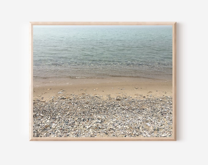 Charlevoix Photography, Lake Michigan Print, Beach Photograph, Coastal Home Decor, Petoskey Stones Picture, Clear Water,  Spa Bathroom Art