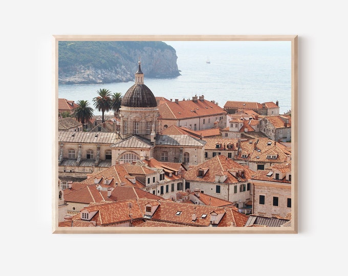 Croatia Photography, Dubrovnik Photo, Dubrovnik Croatia, Croatian Art, Terracotta Tile Rooftop Picture, European Landscape, Old Town Print