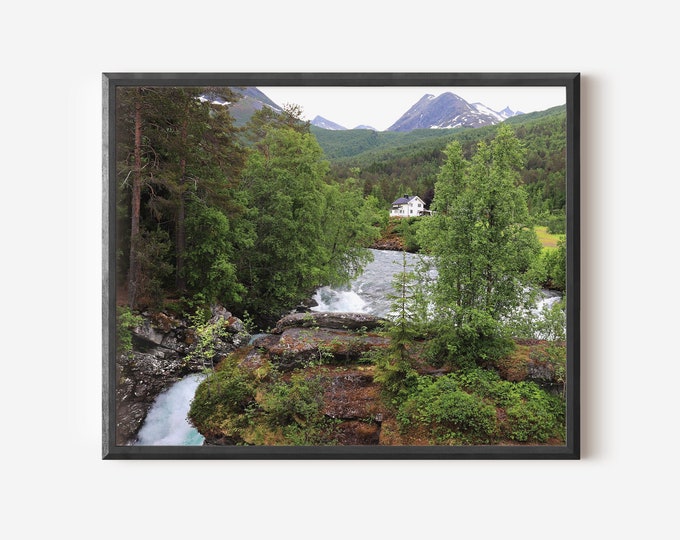 Norway Photography, Norwegian Landscape, Gudbrandsjuvet Print, Forest Photo, Mountain Art, Lodge Decor, River Art Print, Nature Photography