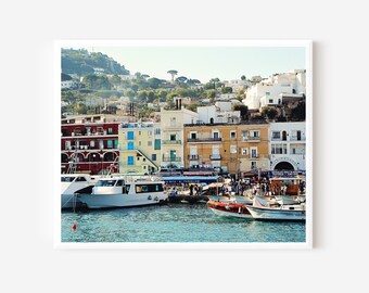 Capri Italia, Marina Grande Print, Capri Wall Art, Fotografía de Italia, Decoración mediterránea, Arte costero italiano, Impresión colorida frente al mar