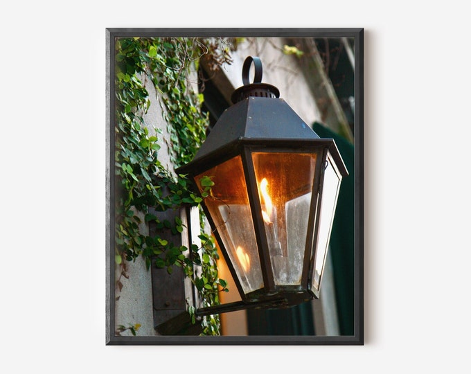Charleston Lantern Print, Charleston SC Photography, Gas Lamp Photo, Southern Decor, Ivy Photo, South Carolina Wall Art, Traditional Picture