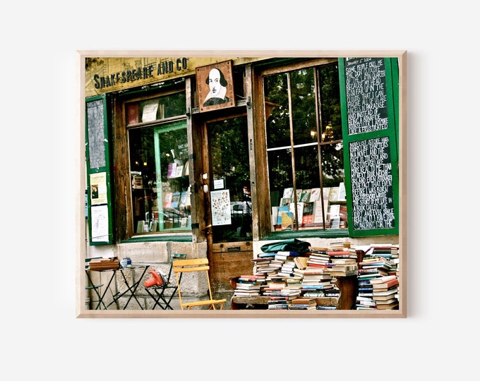 Shakespeare and Company Print, Book Shop in Paris, Gift for Book Lover, Paris Book Store Photo, Library Wall Art, Parisian Decor, Framed Art