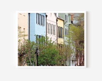 Charleston Photography, Rainbow Row Print, South Carolina Photograph, Southern Home Decor, Pastel Wall Art, Historic Architecture Photo