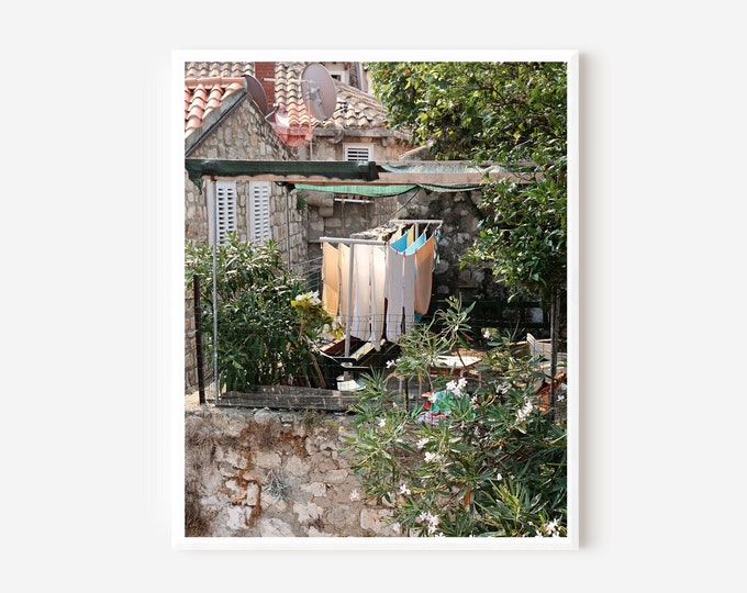 Laundry Room Art, Clothesline Picture, Laundry Print, Dubrovnik Wall Art, Croatia Photography, Pastel Photograph, Available Matted or Framed