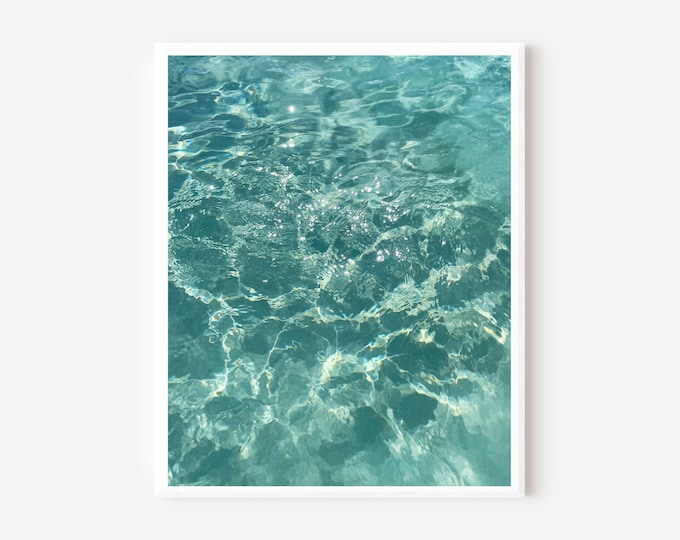 Water Photography, Ocean Print, Bahamas Photograph, Beach Wall Art, Turquoise Sea Print, Spa Bathroom Decor, Water Ripples, Coastal Art