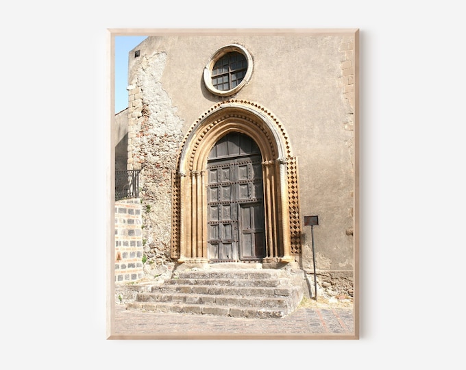 Sicily Print, Church Doors Picture, Savoca Sicily Italy, Sicilian Architecture, Door Photography, Mediterranean Wall Art, Grey and Beige Art