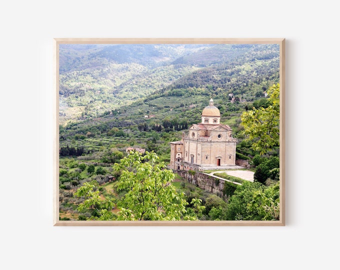 Montepulciano Photography, Church of San Biagio Print, Tuscany Wall Art, Italy Travel Photograph, Tuscan Landscape, Green Wall Art