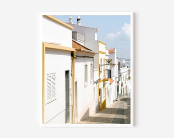Portugal Photography Print, Lagos Portugal, Portuguese Decor, European Street Photograph, Travel Photography, White and Gold Wall Art
