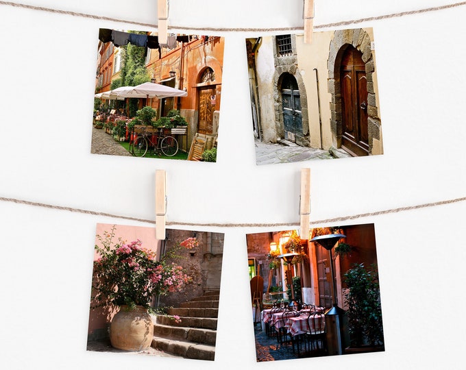 Italy Photography, Four 5x5 Square Prints, Small Photos, Italian Wall Art, Tuscany Rome Sicily Pictures, Italian Gift, Travel Photographs