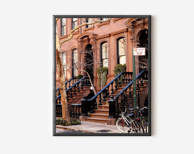 New York City Photography, Brownstone Print, West Village Photo, NYC Art, Urban Decor, Manhattan, City Streets, Front Steps, Large Wall Art