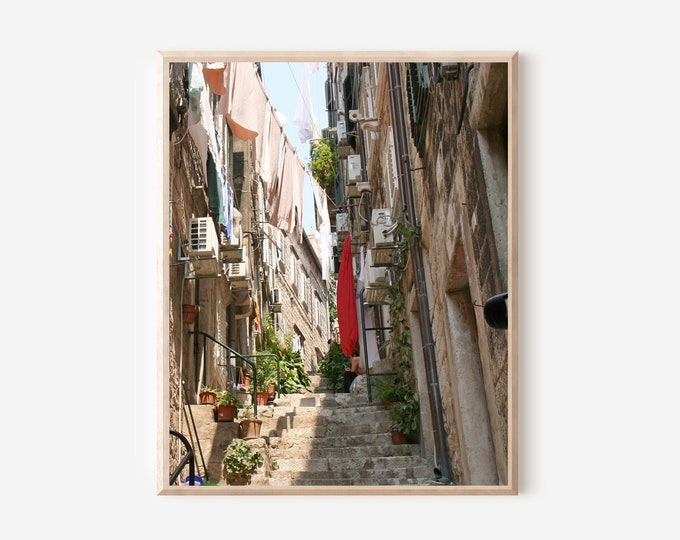 Dubrovnik Photography, Laundry Room Wall Art, Croatia Travel Print, Clothesline Picture, Croatian Wall Art