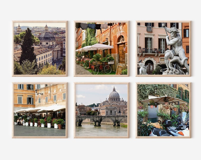 Rome Photography Set of Six Prints - Italian Gallery Wall Art - Italy Prints - Unframed Square Photographs - Roman Wall Decor - Architecture