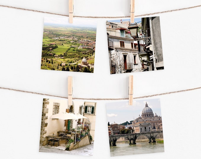 Italy Mini Prints, Four 5x5 Photos, Italian Travel Photography, Small Photographs, Tuscany, Rome, Sicily Home Decor, Housewarming Gift