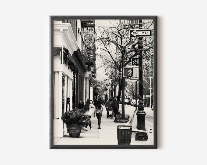West Village Art, Perry Street NYC, New York City Photo, Black and White Print, City Street Picture, Urban Photography, Greenwich Village