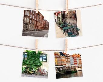 Copenhagen Denmark Prints, Four 5x5 Square Photos, Danish Gallery Wall Art, Scandinavian Decor, Small Pictures, Travel Photography Prints