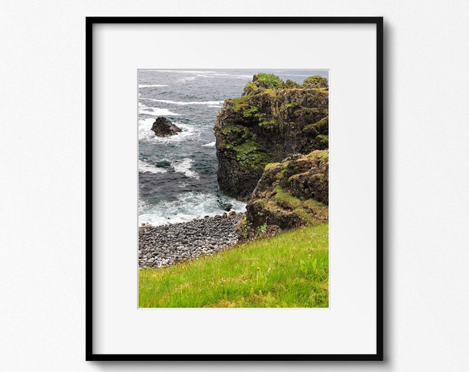 Iceland Photography, Seascape, Arnarstapi Photo Print, Icelandic Landscape, Snaellfellsnes Peninsula, Bird Cliffs Photo, Black Beach Print