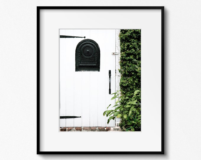 White Door Photo, Charleston Door Print, Door Photography, Charleston South Carolina Photograph, Southern Wall Art, Ivy Door Photo