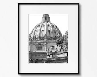 Vatican Print, St Peters Cathedral, Black and White Italy Photography, Rome Photo, Italian Wall Art, Gift for Catholic, Religious Wall Art