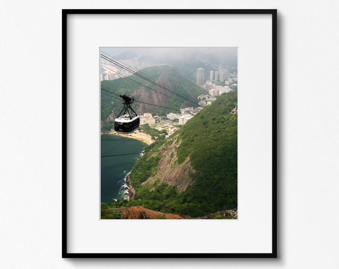 Rio de Janeiro Photography, Sugarloaf Mountain Print, Cable Car Photo, Brazil Travel Art, Brazilian Wall Art, Mountain Sea Landscape